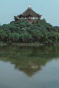 中式园林亭台楼阁景观背景图片