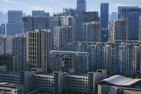 滨江商业城市的高楼大厦  繁华商业区建筑背景