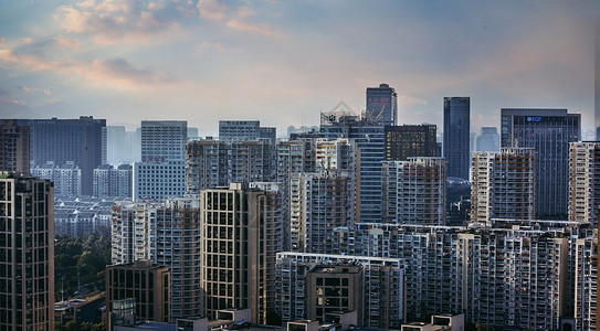 城市建筑效果图城市的高楼大厦  商业区背景