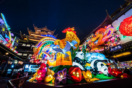 上海城隍庙鸡年元宵灯会背景图片