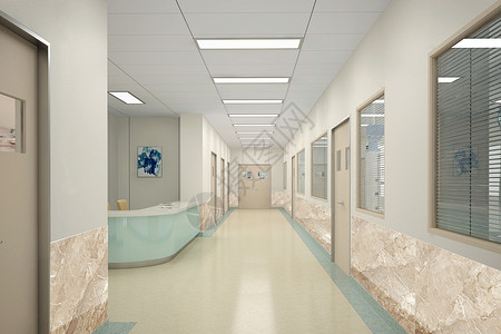 3d弹窗医院走廊效果图背景