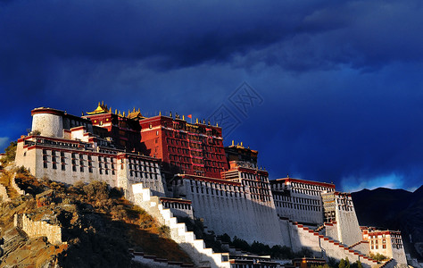 西藏白塔布达拉宫 拉萨背景
