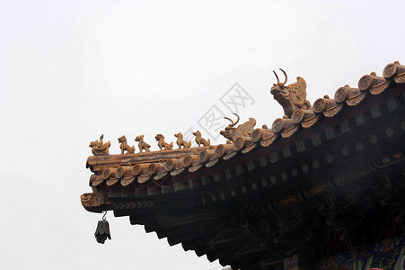 脊獣故宫 屋檐  古建筑背景