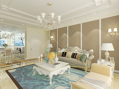 室内设计3d欧式客厅效果图背景