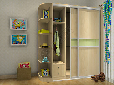 儿童游戏房儿童房里的大衣柜效果图背景