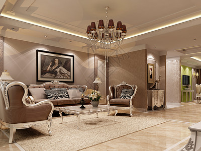 美式家装客厅效果图施工图意境温馨的客厅效果图背景