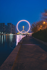 天津之眼傍晚夜景图片素材