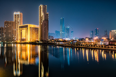 天津海河沿岸夜景建筑高清图片素材