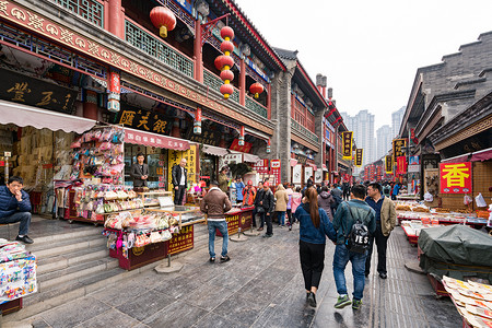 复古集市古文化街景色背景