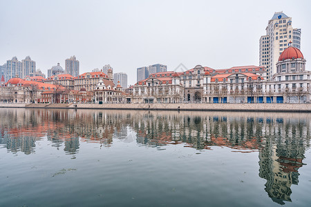 天津海河沿岸风景背景图片