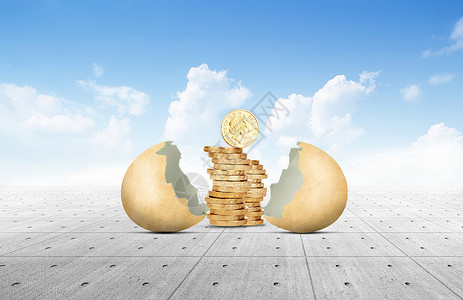 木槌金蛋壳金币蛋壳中的金币设计图片
