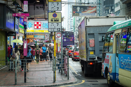 尖沙咀香港街头人文风光背景