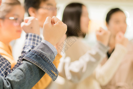 为考试目标加油团队团结握拳打气奋斗背景