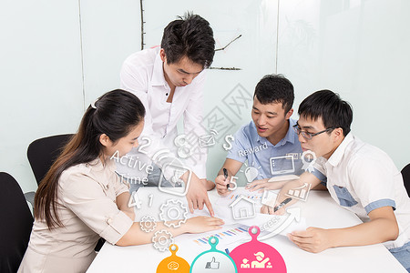 商务会议人物在办公室讨论的商务团队设计图片