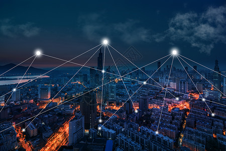 广角背景城市建筑科技感夜景设计图片