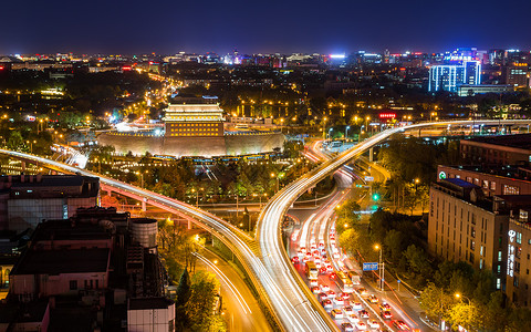 北京皇城根儿德胜门建筑夜景图片