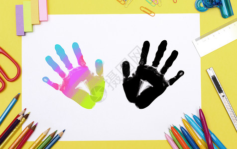 可爱彩色文具教育的手掌设计图片