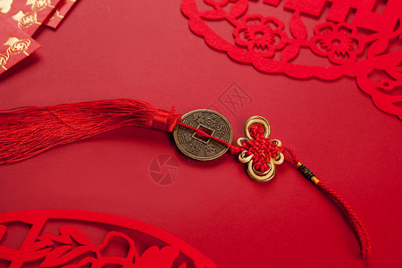 红色音乐会广告中国传统挂件背景
