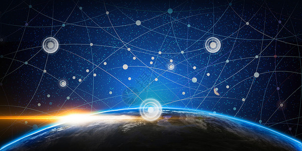 耀眼的太阳蓝色地球信息网网络设计图片