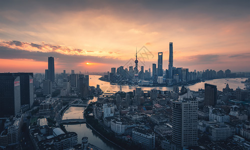 繁华白天上海城市全景图背景