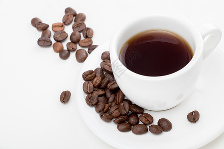 简洁咖啡豆咖啡摆拍图片