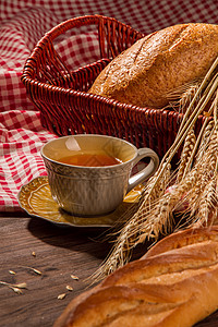 茶篮冬日温暖食品背景