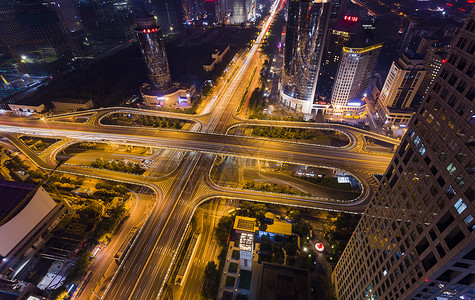 北京繁华都市夜景CBD国贸桥夜景背景图片
