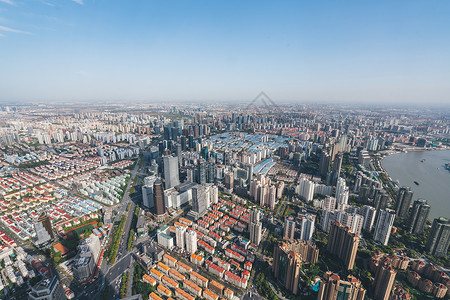 上海建筑视角俯瞰俯视城市风景背景
