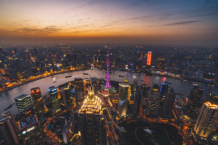 中国铁塔俯拍城市风光夜景背景