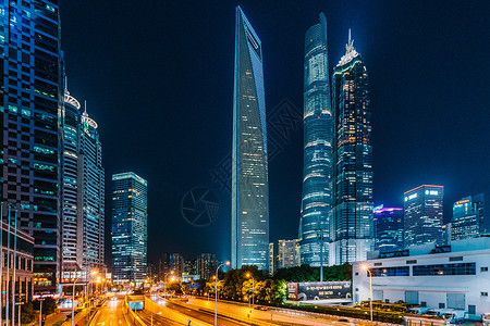 上海半岛酒店陆家嘴城市夜景背景