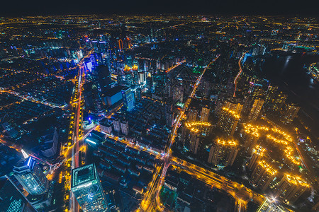 俯拍城市风光夜景图片