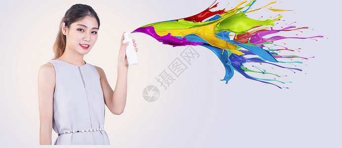 女人亚洲人商务套裙喷漆女人设计图片
