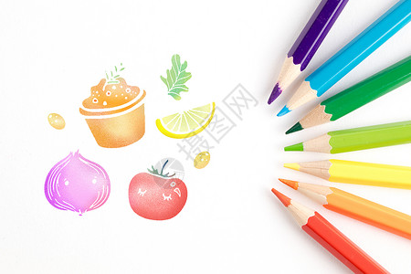 蜡笔图标彩色素材教育背景设计图片