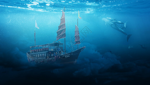 海底壁纸船沉海底设计图片