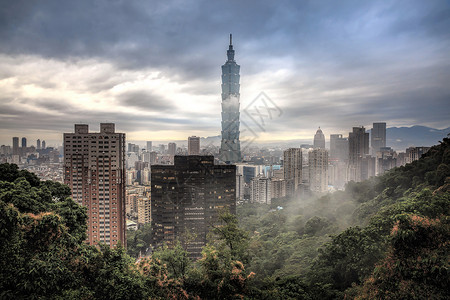 雨后的城市台北风光背景