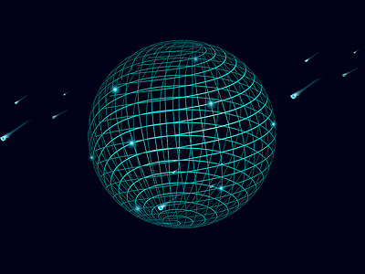 流星灯镂空的球体科技背景设计图片