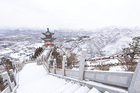 角亭雪景冬天仁寿山高清图片