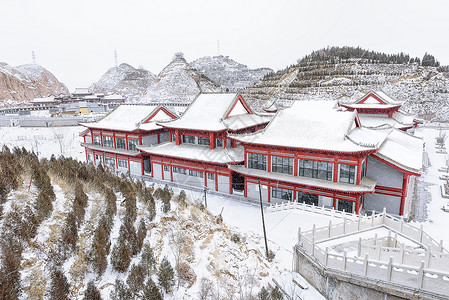 古建筑宫殿雪景背景图片