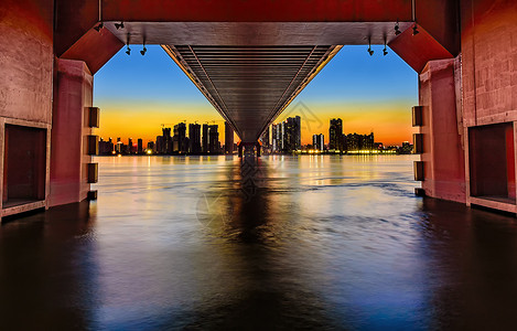 桥洞城市桥梁结构夜景背景