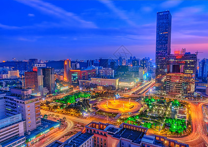 武汉洪山广场繁华城市风光夜景建筑背景