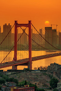 汉阳区日落桥梁风景背景