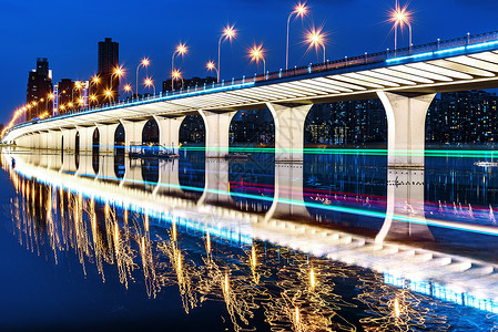 城市桥梁夜景背景图片