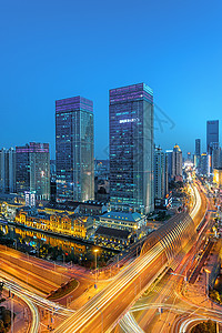 繁华城市商业区夜景背景图片