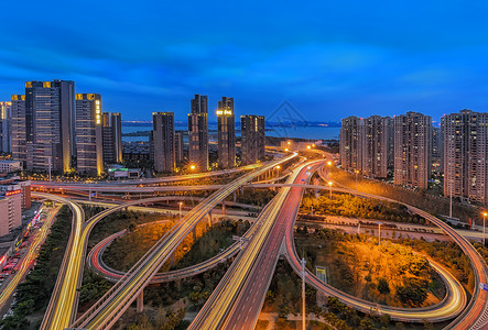 建设的楼群武汉城市交通立交夜景背景