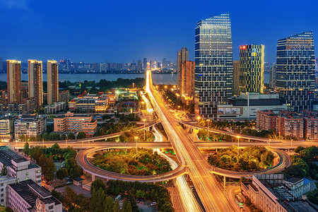 武汉城市立交桥夜景背景图片