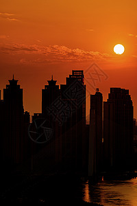城市日落建筑剪影高清图片