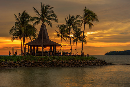 国外海滩马来西亚卡帕莱岛日落美景背景