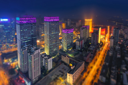 高楼模型繁华城市夜景背景