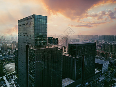 延时摄影天空城市商业中心背景