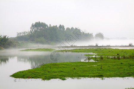 江上的雾河边素材背景